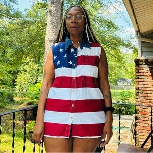 💈Carolina Blues💈Y2k USA flag vest
